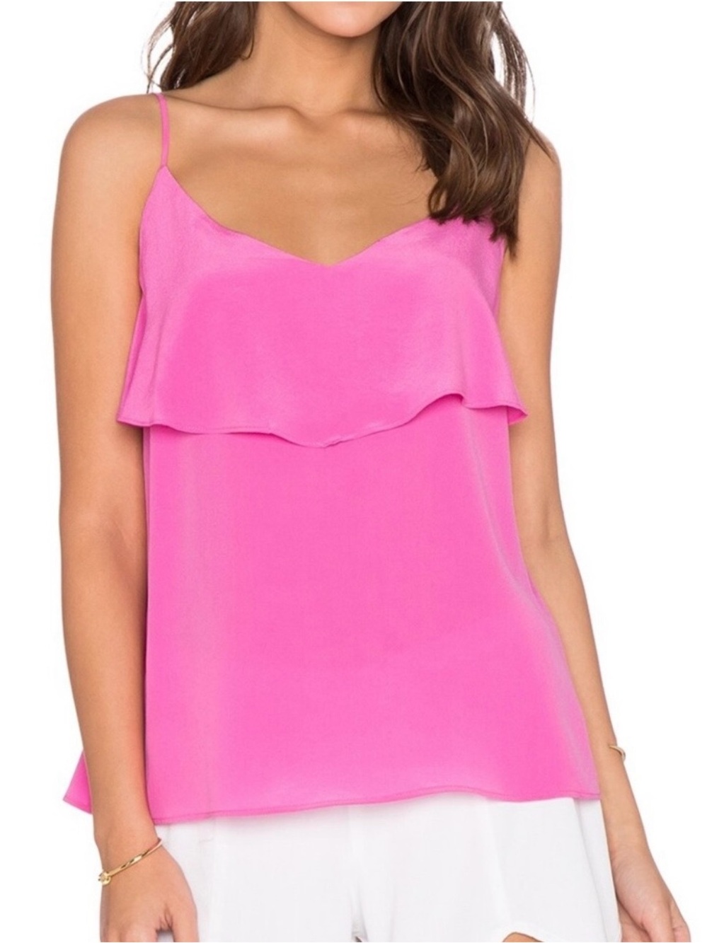 Joie Pink XS 100% Silk Ruffle Camisole